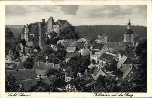 Ak Hohnstein Sächsische Schweiz, Teilansicht, Burg