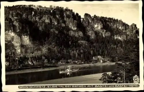 Ak Lohmen Sächsische Schweiz, Bastei, Elbetal, Hahn