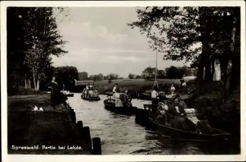 Ak Lehde Lübbenau im Spreewald, Spreewaldkähne