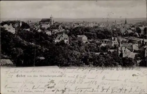 Ak Guben in der Niederlausitz, Panorama, Blick von den Neissebergen