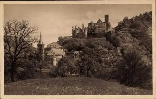 Ak Wertheim am Main, Blick vom Schiesshaus, Burg, Schloss