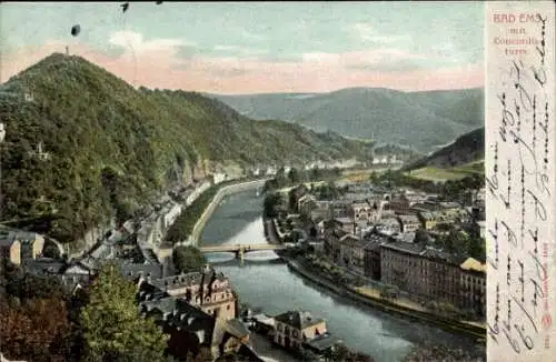 Ak Bad Ems an der Lahn, Panorama, Concordiaturm