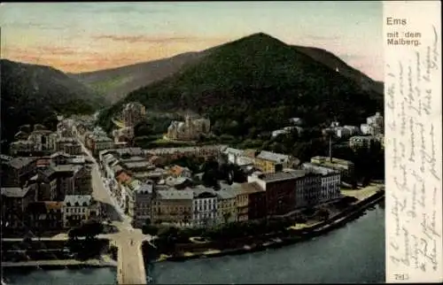 Ak Bad Ems an der Lahn, Panorama, Malberg