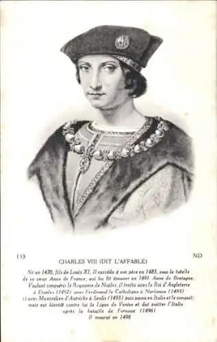 Ak König Karl VIII., Charles VIII, Portrait