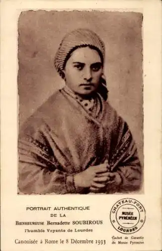 Ak Bernadette Soubirous, Ordensschwester, Portrait