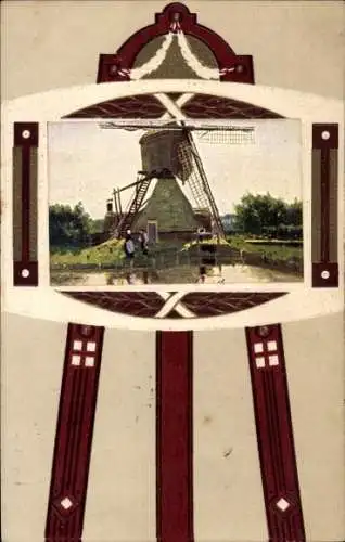 Präge Passepartout Ak Belgien, Windmühle