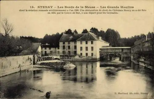 Ak Stenay Lothringen Meuse, Bords de la Meuse, Grand Moulins