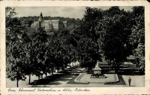 Ak Gera in Thüringen, Ehrenmal Untermhaus und Schloss Osterstein