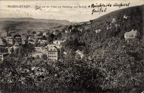 Ak Rudolstadt in Thüringen, Blick vom Schloss, Villen am Hainberg