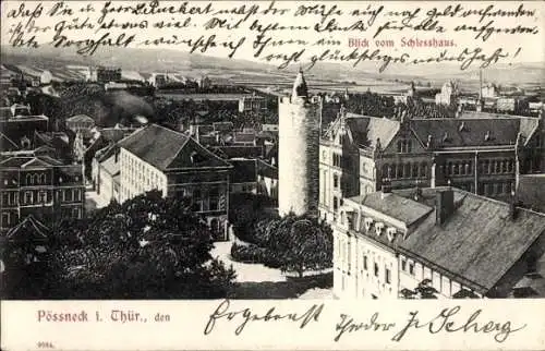 Ak Pößneck in Thüringen, Blick vom Schießhaus, Turm