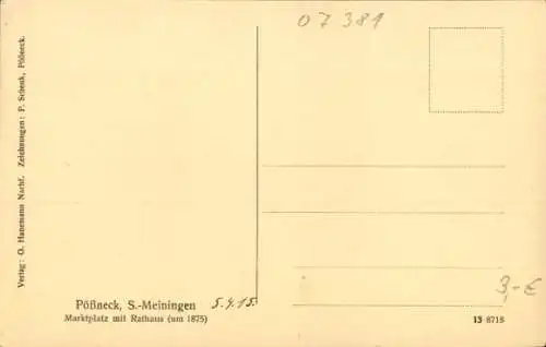 Künstler Ak Pößneck in Thüringen, Marktplatz, Rathaus, Brunnen