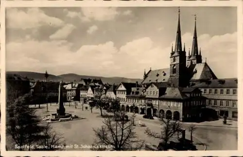 Ak Saalfeld an der Saale Thüringen, Markt, Johanniskirche