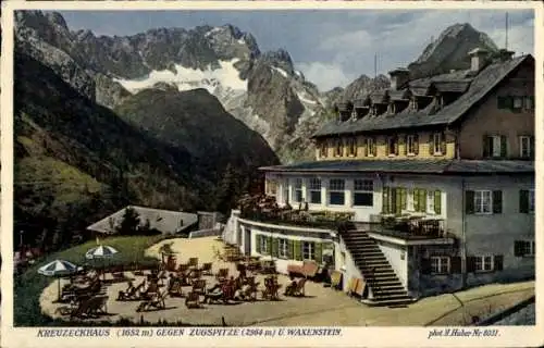 Ak Garmisch Partenkirchen in Oberbayern, Kreuzeckhaus, Adolf Zoeppritz Haus, Waxensteine