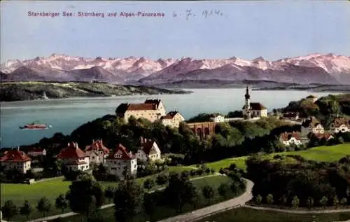 Ak Starnberg am Starnberger See Oberbayern, Panorama, See, Alpen