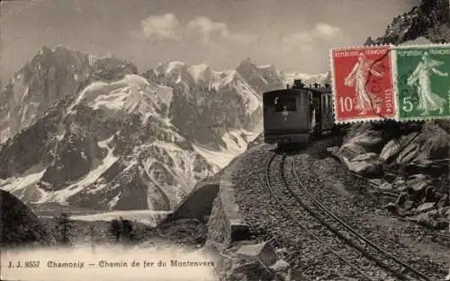 Ak Chamonix Mont Blanc Haute Savoie, Chemin de fer du Montenvers, Eisenbahn