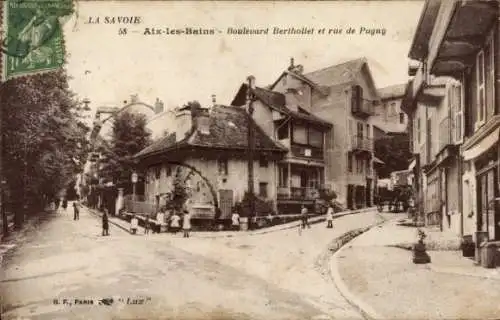 Ak Aix les Bains Savoie, Boulevard Berhollet, Rue de Pugny