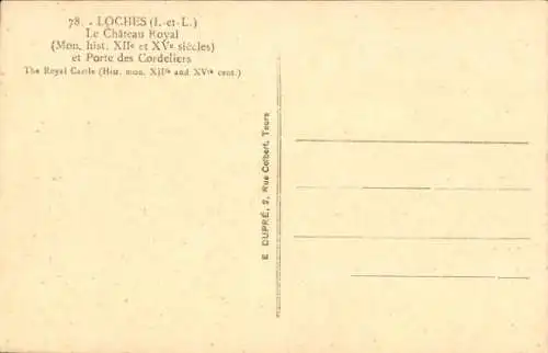Ak Loches Indre-et-Loire, Chateau Royal, Porte des Cordeliers