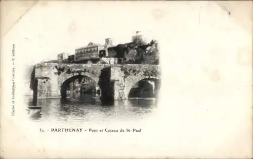 Ak Parthenay Deux Sèvres, Pont, Coteau de Saint Paul