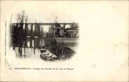 Ak Parthenay Deux Sèvres, Viaduc du Chemin de fer sur le Thouet