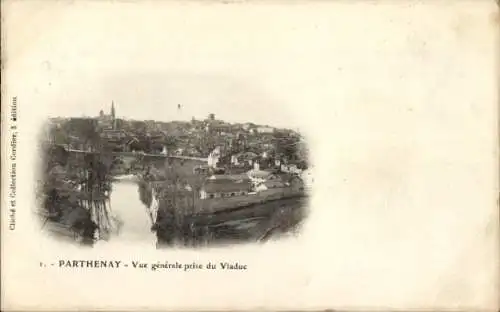 Ak Parthenay Deux Sèvres, Vue generale prise du Viaduc