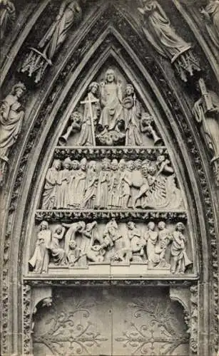 Ak Straßburg Elsass Bas Rhin, Münster, Bogenfeld des rechten Seitenportals