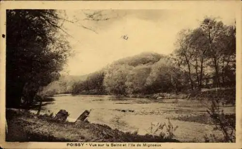 Ak Poissy Yvelines, Ile de Migneaux, Seine