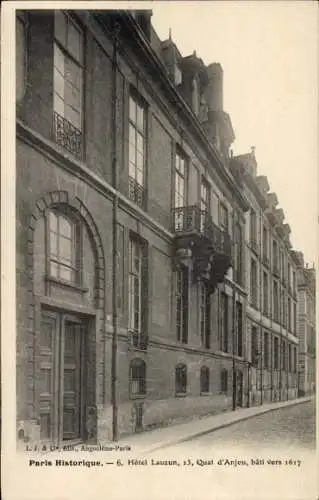 Ak Paris IV., Hotel Lauzun, Quai d'Anjou 13