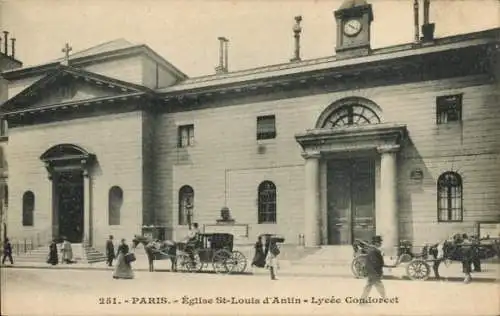 Ak Paris IX, Kirche Saint-Louis d’Antin, Lycée Condorcet