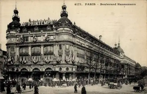 Ak Paris VIIIe Élysée, Boulevard Haussmann, Au Printemps