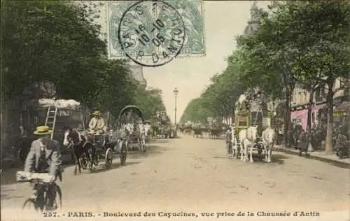 Ak Paris IX, Boulevard des Capucines, Blick von der Chaussèe d'Antin