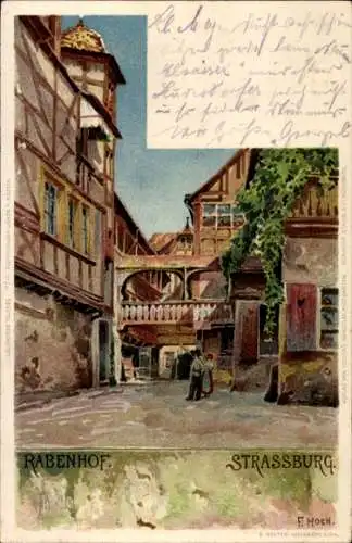 Künstler Litho Hoch, F., Strasbourg Straßburg Elsass Bas Rhin, Rabenhof