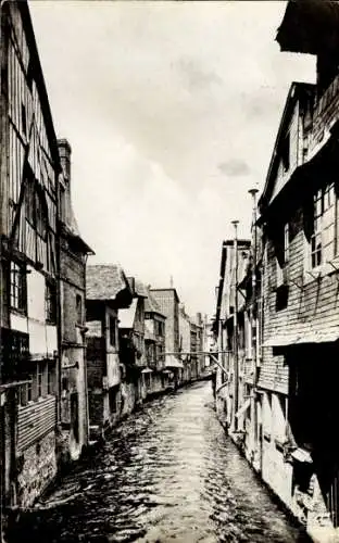 Ak Pont Audemer Eure, La riviere de la rue Thiers, Fassaden, Häuser am Wasser