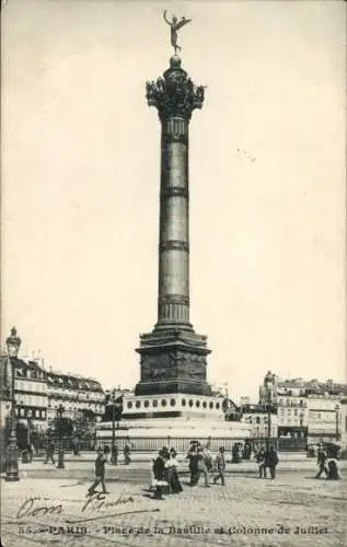 Ak Paris XI, Julisäule auf dem Place de la Bastille