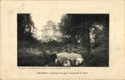 Passepartout Ak Asnières-sur-Seine Hauts-de-Seine, Chateau Pouget, Park