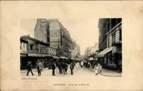 Passepartout Ak Asnières-sur-Seine Hauts-de-Seine, Rue de la Station