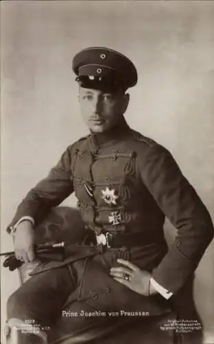 Ak Prinz Joachim von Preußen, Portrait in Husarenuniform