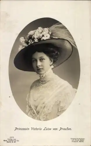 Ak Prinzessin Victoria Luise von Preußen, Portrait mit Hut