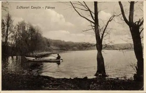 Ak Templin in der Uckermark, Boot auf dem Fährsee, Stengel 32674