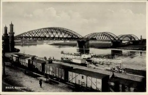 Ak Riesa an der Elbe Sachsen, Elbbrücke