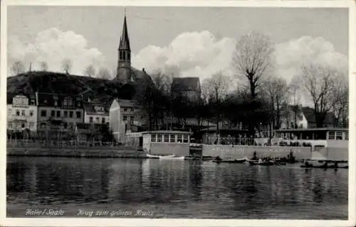 Ak Halle an der Saale, Krug zum grünen Kranz, Kirchturm