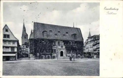 Ak Quedlinburg im Harz, Blick auf das Rathaus, Vorderansicht