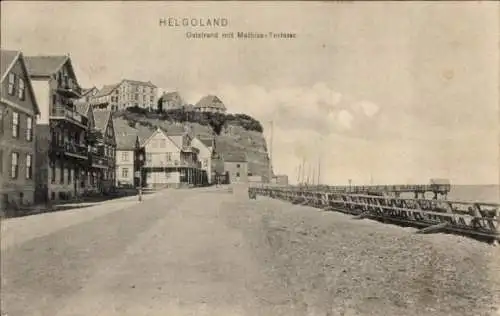 Ak Nordseeinsel Helgoland, Teilansicht, Oststrand, Mathias-Terrasse