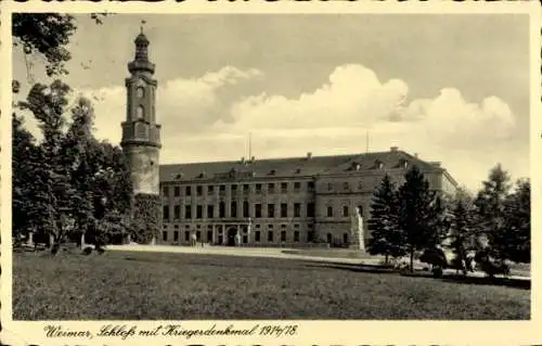 Ak Weimar in Thüringen, Schloss, Kriegerdenkmal 1914/18