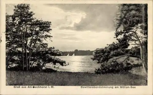 Ak Alt Buchhorst Grünheide in der Mark, Gewitterabendstimmung, Möllen-See