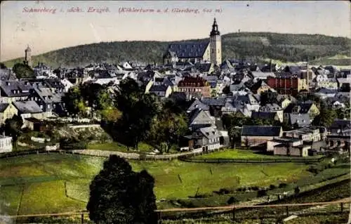 Ak Schneeberg im Erzgebirge, Panorama, Gleesberg, Köhlerturm