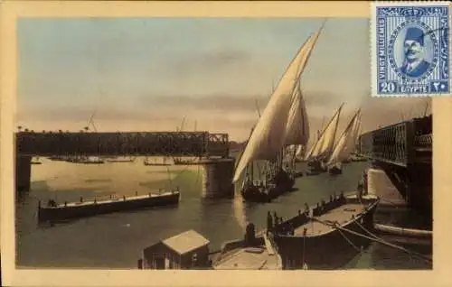 Ak Kairo Ägypten, Kasr el Nil Brücke geöffnet