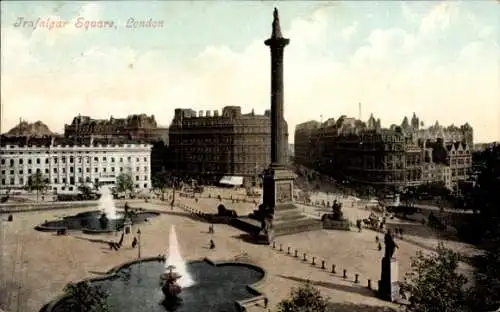 Ak London City England, Trafalgar Square, Nelson-Denkmal