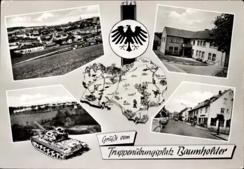 Ak Baumholder Rheinland Pfalz, Truppenübungsplatz, Panzer, Straßenansicht