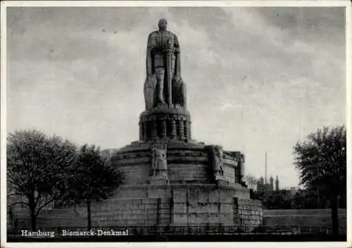 Ak Hamburg Mitte St. Pauli, Bismarck Denkmal