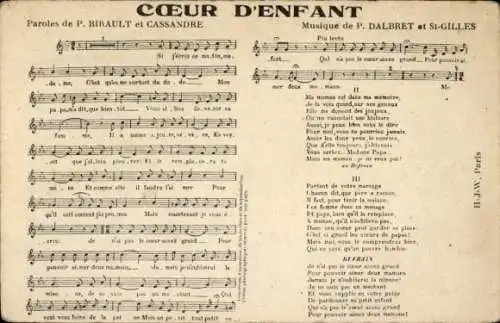 Lied Ak Coeur d'Enfant, Birault, Cassandre, Dalbret, St. Gilles